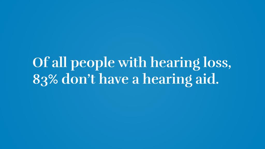 Of all people with hearing loss, 83% don’t have a hearing aid 