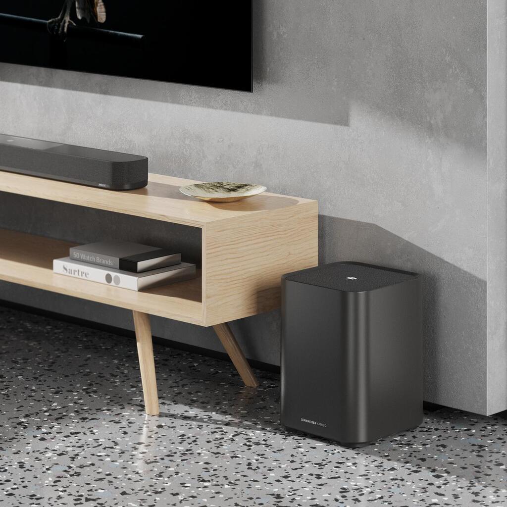 Sennheiser Sub Speaker and Soundbar underneath TV