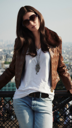 Sophie Vouzelaud portrait in front of Paris skyline