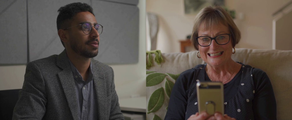 Man and women talking to each other on the phone